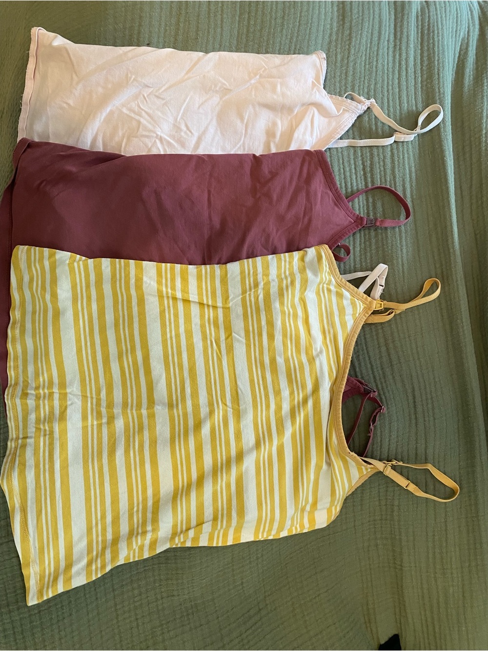 Women’s Nursing Tank Top - Yellow Stripe, Mauve, and White (3-Pack)